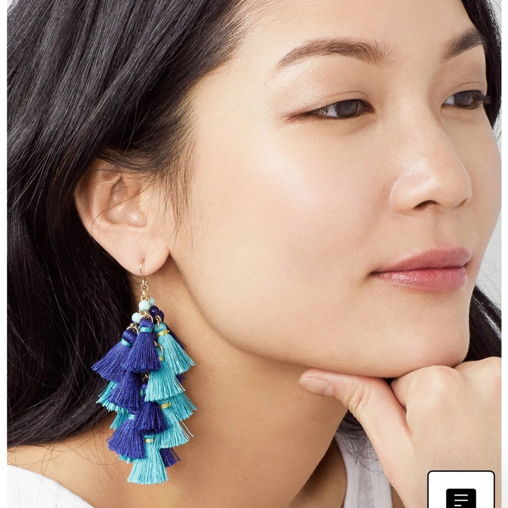 Bauble Bar Rosalita Tassel Earrings, Aqua, Royal Blue, Green Yellow